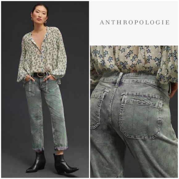 Anthropologie Pants - ANTHROPOLOGIE • Pilcro The Wanderer Corduroy Cargo Pants in Light Green • 27